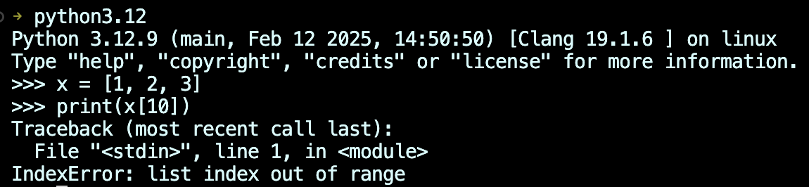 Python3.12でのエラーメッセージ表示